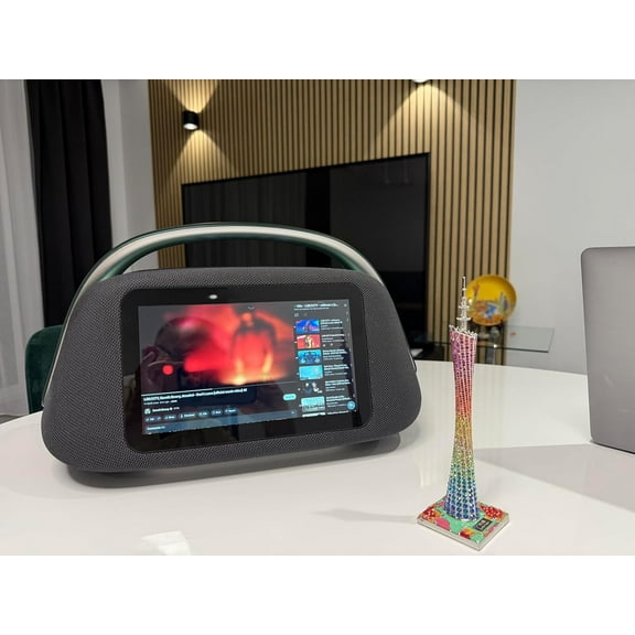 Solaris Smart Boombox Speaker with 10.1" Touchscreen, 80W Bass, Bluetooth 5.3, Android 13, HDMI & Guitar Input - Portable Speaker for Camping, Parties & Outdoor with Mic Support & 8000mAh Battery