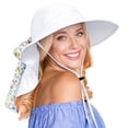 thumbnail image 1 of Solaris Sun Hats for Women, Wide Brim Summer Beach Hat with Neck Flap, UPF 50+ Fishing Hat for Hiking, White, 1 of 8