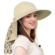 Solaris Sun Hats for Women with Neck Flap, Large Brim, UV Protection, Foldable, for Fishing and Hiking, Head Circumference 22.6.