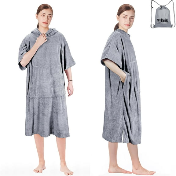Solaris Surf Poncho Changing Towel Robe for Women Men, Lightweight Changing Robe with Packable Bags