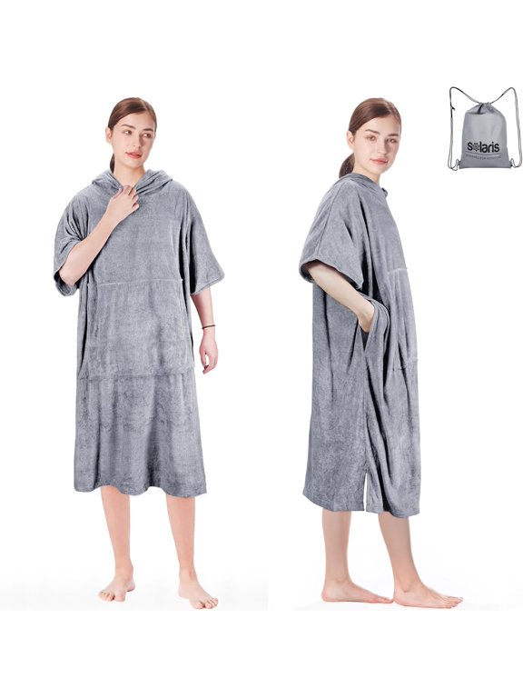Surf Poncho Changing Towel Robe for Women Men, Lightweight Changing Robe with Packable Bags