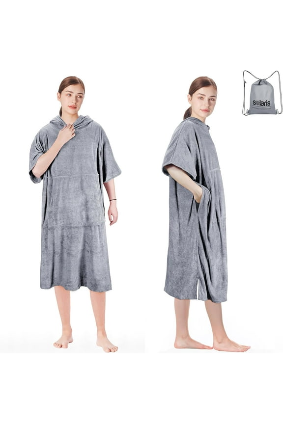 Surf Poncho Changing Towel Robe for Women Men, Lightweight Changing Robe with Packable Bags