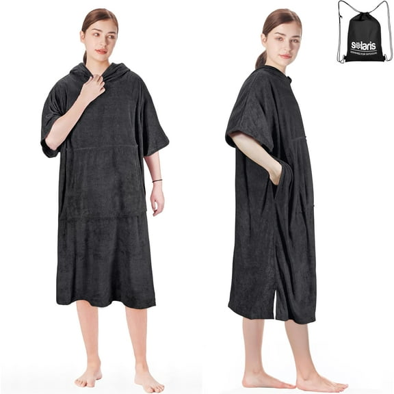 Solaris Surf Poncho Changing Towel Robe for Women Men, Lightweight Changing Robe with Packable Bags