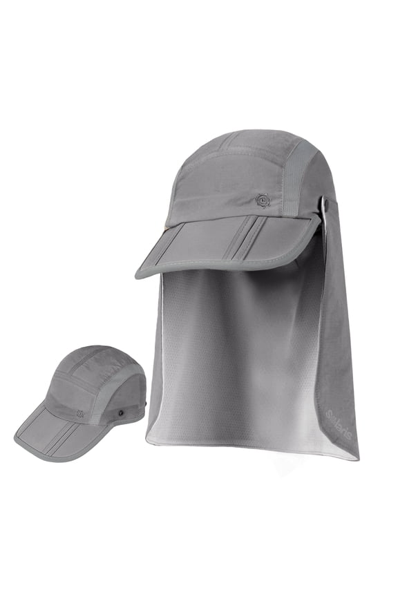 Unstructured Foldable Baseball Cap with Detachable Neck Flap, UPF 50+ Waterproof Breathable Sun Hat for Men Women, Reflective Adjustable Sport Hat for Outdoor Hiking Running Fishing