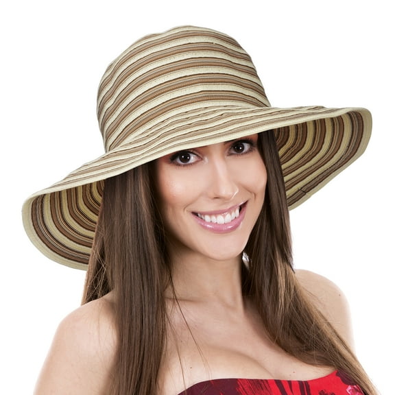 Solaris Women Floppy Sun Hat with Wide Brim ,Foldable Polyester Beach Travel Hat UV UPF 50 Protection