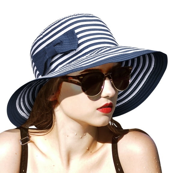 Solaris Women Floppy Sun Hat with Wide Brim ,Foldable Polyester Beach Travel Hat UV UPF 50 Protection