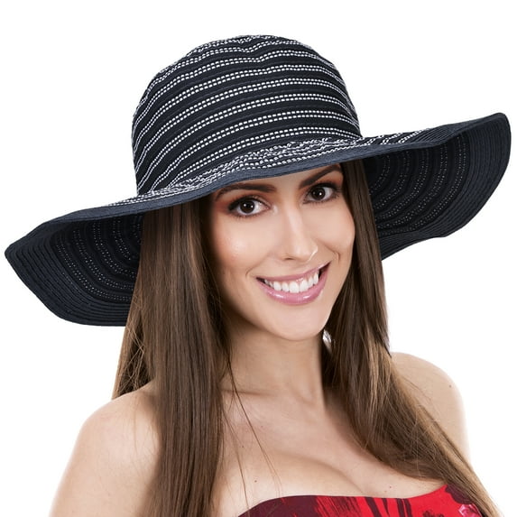 Solaris Women Sun Straw Hat, Summer Ladies Foldable Straw Hat with Wide Brim, for Beach Travel Gardening