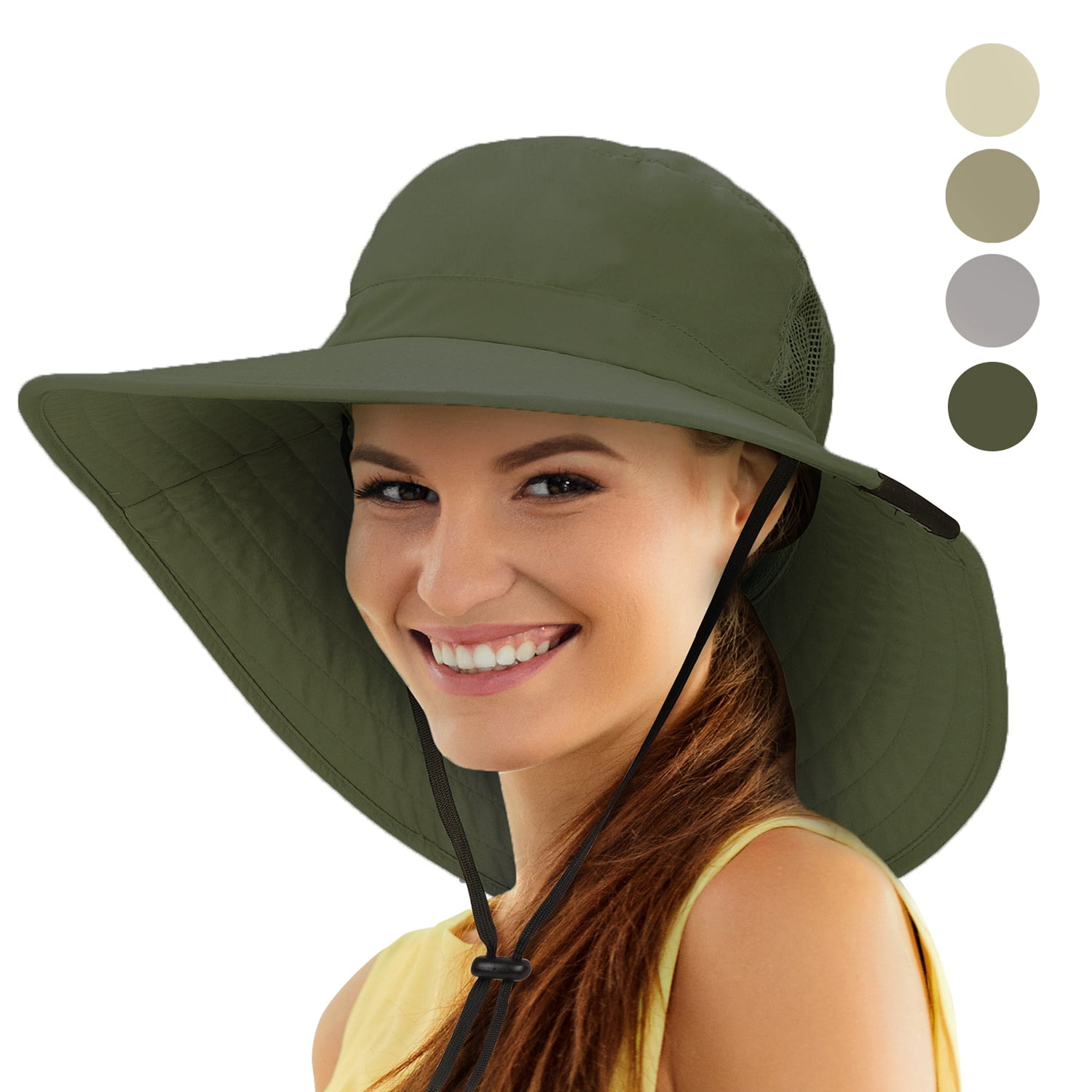 Wide Brim Sun Hat Outdoor UV Protection Safari Cap for Women