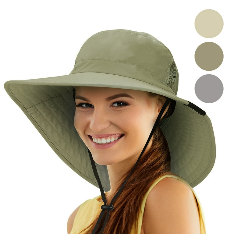 Solaris Women's Large Wide Brim Hat, UV Protection Sun Hat for Fishing  Gardening Camping Hiking, One Size, Olive 
