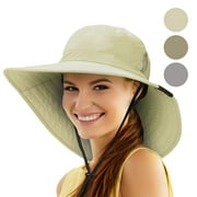 Solaris Women's Large Wide Brim Hat, UV Protection Sun Hat for Fishing Gardening Camping Hiking, One Size, Tan