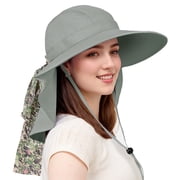 Solaris Women s Sun Hats Neck Flap Large Brim UPF 50+ Foldable Summer Caps w/Extra Replaceable Ribbon
