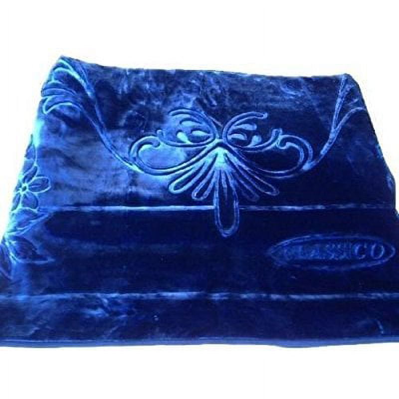 Solaron Classic Blue Korean Thick Mink Plush Embossed King Size Blanket