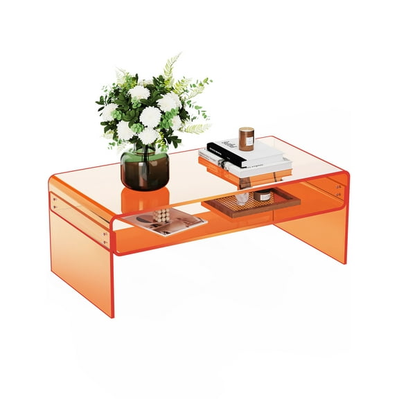 Solaround Acrylic Coffee Table, 31.5" x 19.7" x 15", Orange