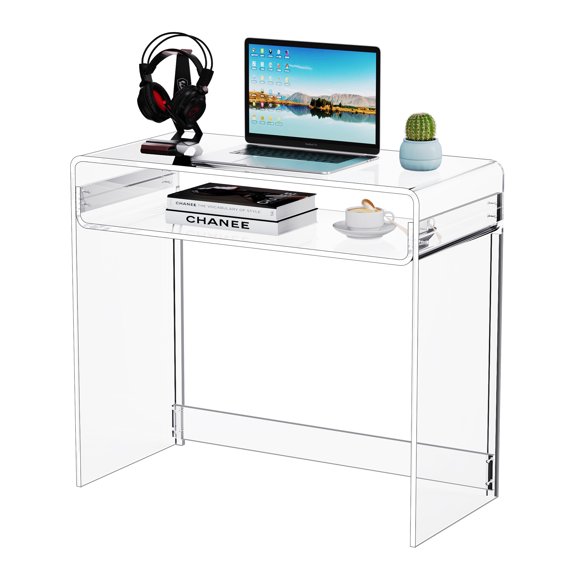 Solaround Acrylic Modern and Sleek Computer Office Desk, Clear