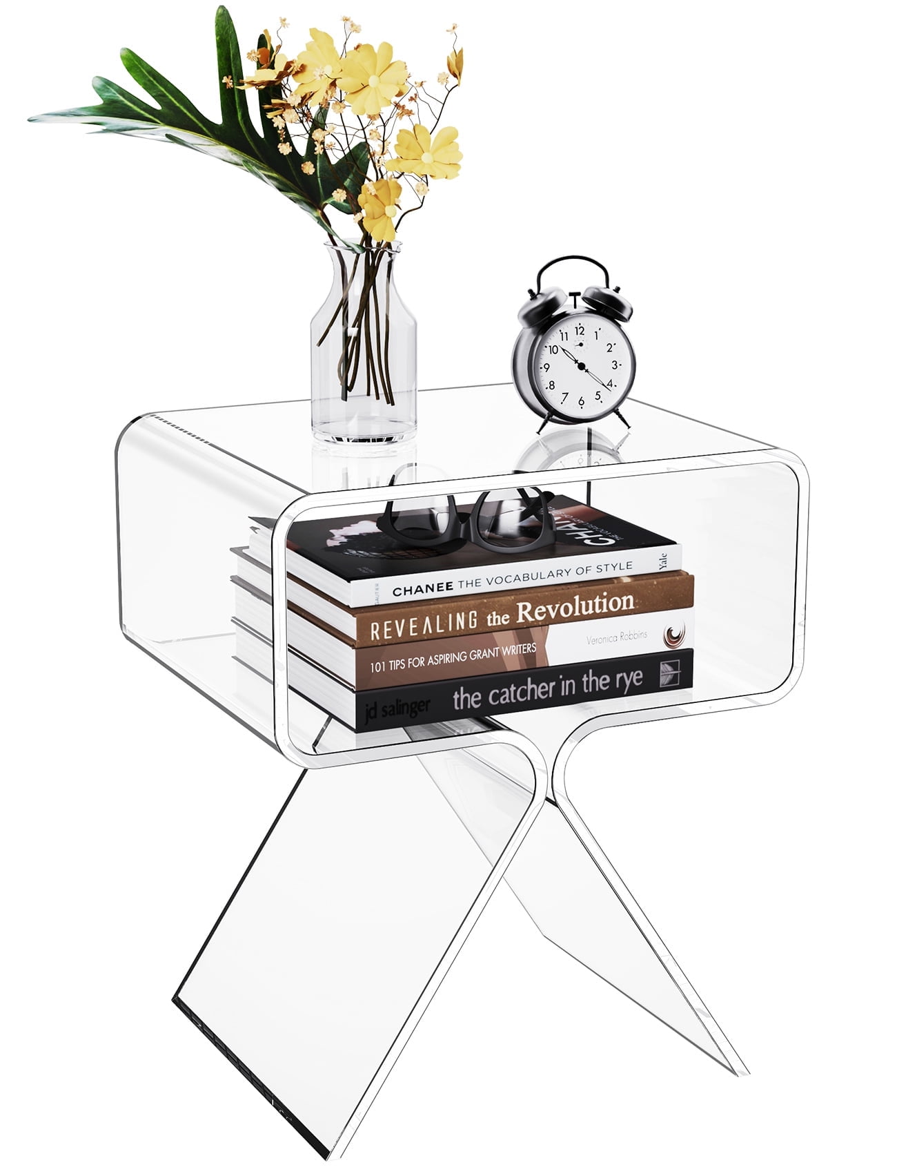 Solaround Acrylic Side Table Nightstand, 15.4''L x 11.8''W x 17.7''H, Clear