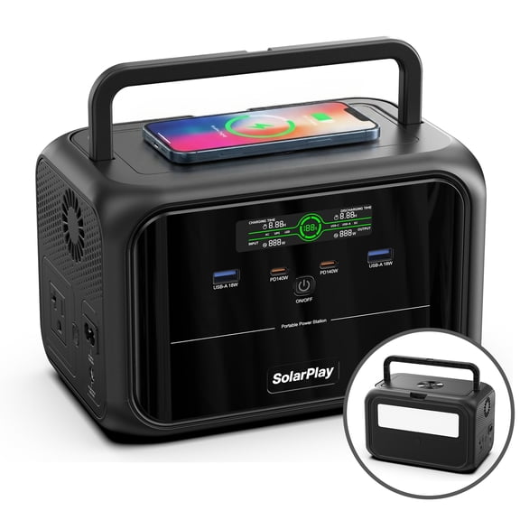 Solarplay 300W Portable Power Station(Peak 600W) 288Wh with 120V AC, 140W PD Fast Charge, for Camping, RV, Home Emergency