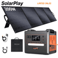 thumbnail image 1 of Solarplay Portable Power Station, 2500W/2304Wh Large Capacity Solar Generator, with 200W Solar Panel, 4 AC Outlets (5000W Peak), Emergency Power Station for Home, Camping, Outdoor Battery Backup, 1 of 9