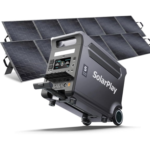 Solarplay Q3600 3840Wh 3600W Portable Power Station with 2×400W Solar Panels, 15 Outputs, Lfp Battery for Home, Emergencies & RV