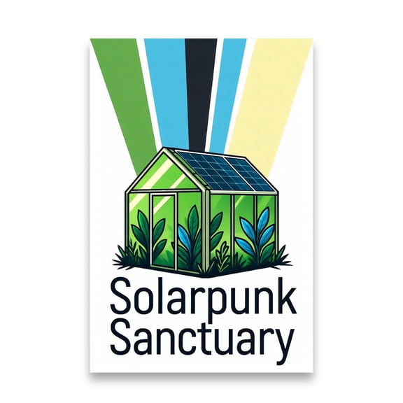 Solarpunk Art Poster - 13x19 - Eco-Conscious Decor for Modern Office