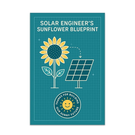 Solarpunk Sunflower Poster - Wall Decor for Engineer Office gift 13x19