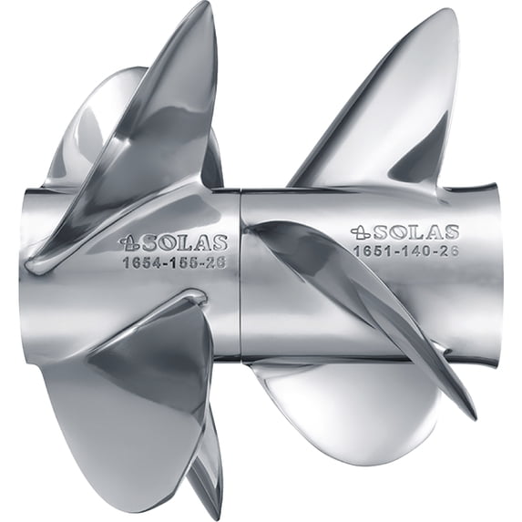 Solas 1654-160-20 Dual Propeller For Mercruiser Bravo Three®, Stainless Steel, Front