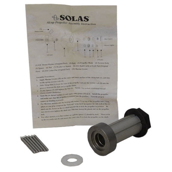 Solas 88-SE-KT Silver 4 7/8 X 2 3/8 Inch Stainless Steel Boat Alcup Propeller Assembly Kit