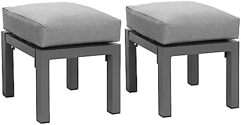 Solaste Outdoor Patio Ottomans Set of 2, Aluminum Outdoor Foot Stools ...