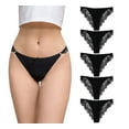 thumbnail image 1 of Solavia Black Lace Cheeky Panties for Women, Seamless Tanga, Soft Stretch Cute Underwear, Biniki Panties, 5-Pack, Size S to XXL, 1 of 3