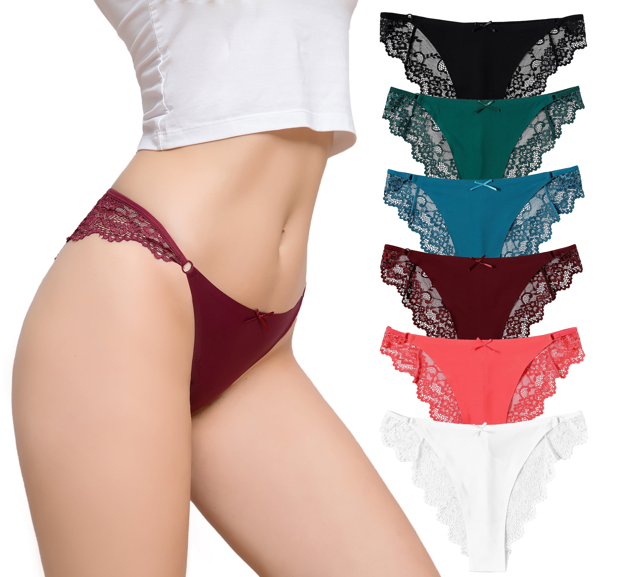 Solavia Lace Cheeky Panties for Women, Seamless Tanga, Soft Stretch Cute Underwear, Sexy biniki