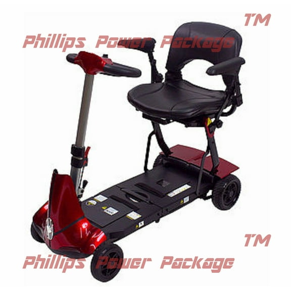 Solax Mobility - Mobie Plus - Folding Travel Scooter - 4-Wheel - Red - PHILLIPS POWER PACKAGE TM - $500 VALUE