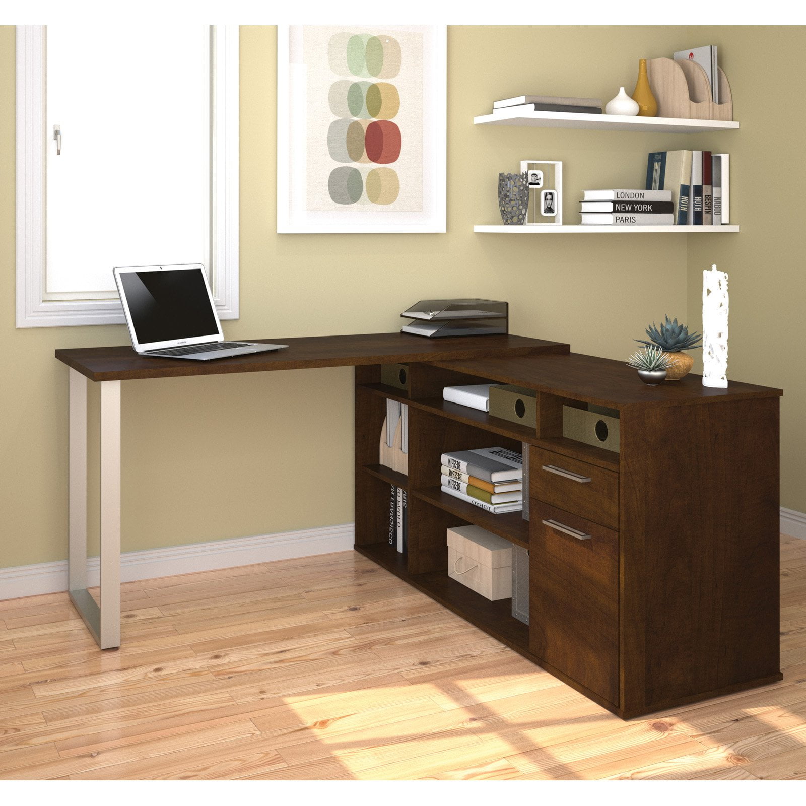 Solay LShaped Desk in Chocolate
