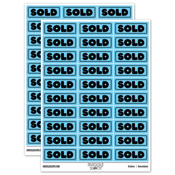 Sold Bold Sticker Set - Light Blue - Gloss Finish - 1.75" Medium