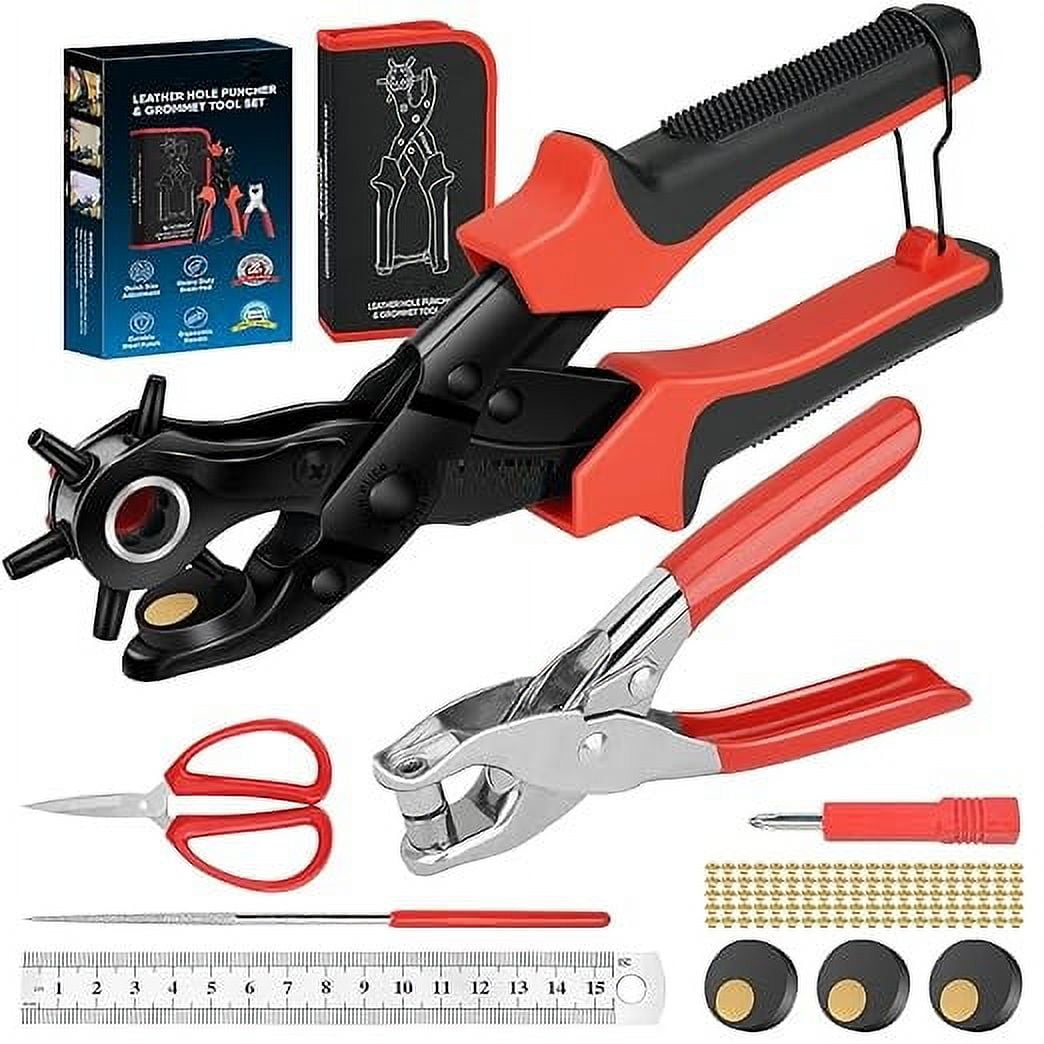 Sold_By_Cheapnwork 6 Sized 9 inch Heavy Duty Leather Hole Punch Hand Pliers Belt Holes Punches