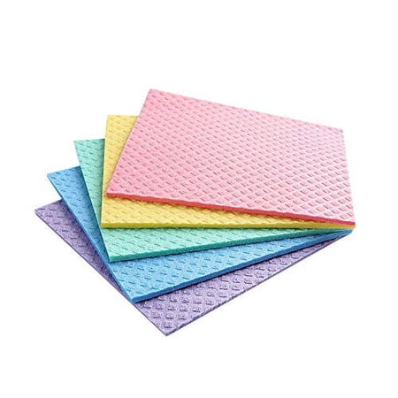 Sold_By_Cheapnwork Reusable Cleaning Cellulose Sponge Cloths Absorbent Wipes Clean Kitchen Car Dish Eco-Friendly Dishcloth Hand Towel Auto - 1pack (5pcs)