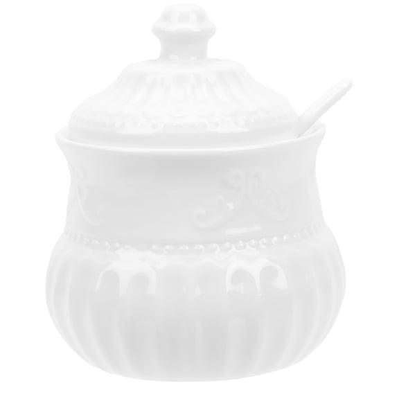 Sold Household Sugar Cube Container Ceramic Embossed Sugar Holder Coffee Jar