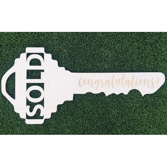Sold Realtor Congratulations Wood Key Sign, Real Estate Agent, Realty Sign