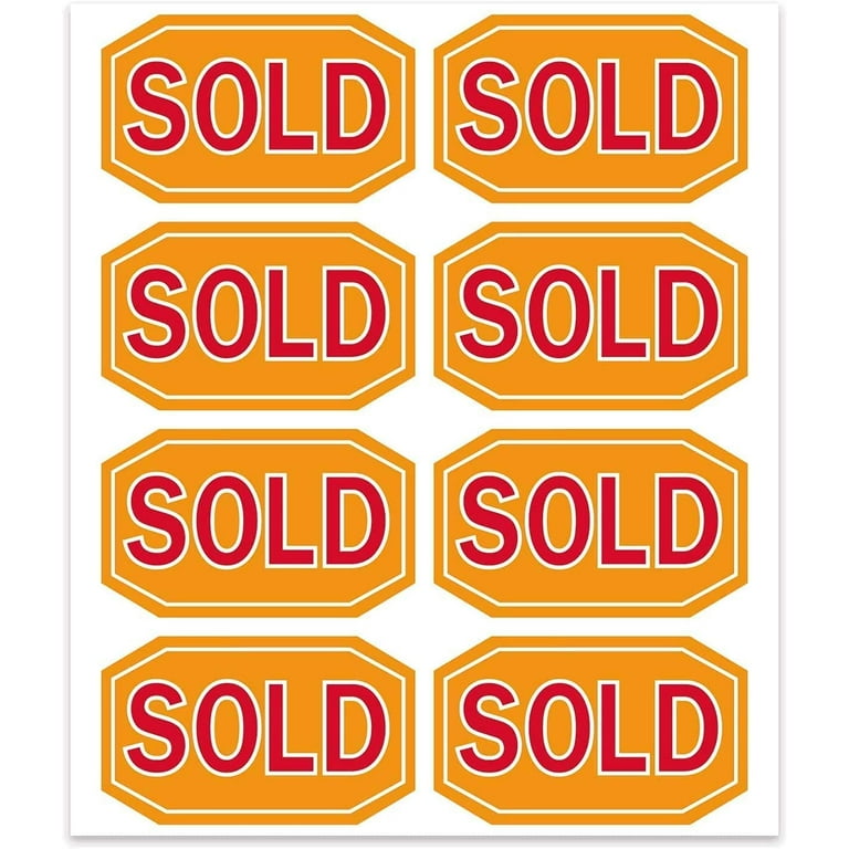 Sold Rectangle Stickers 2x1.2 inch Orange Sticker Labels,Pricing Inventory  Control Retail Stickers,504 Pcs 