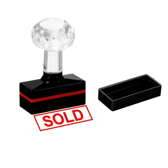 Uxcell Black Plastic Stamp Self Inking Red Ink Office Stamps Pre Inked Message Stamp 1.8'' x 0.8'' Sold