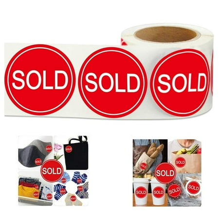 Sold Stickers 1inch Red Round Sold Price Dots Labels Inventory Control Labels for Retail Stores 500Pcs