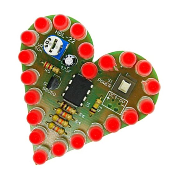 Solder Friendly Electronic Practice Board Heart Shape Light For DIY Education