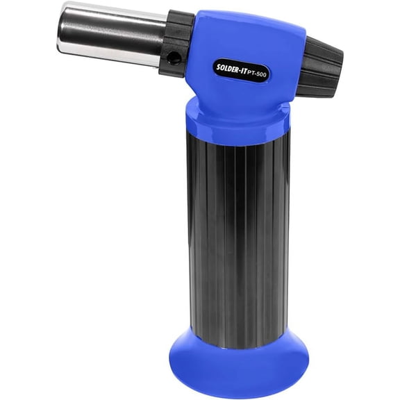 Solder-It Blue Pro-Torch PT-500 | Automatic-Ignition Butane Torch Lighter | Large Butane Refill Tank | Waterproof Piezo Electronic Ignition System | Use as Blow Torch, Soldering Tool or Grill Lighter