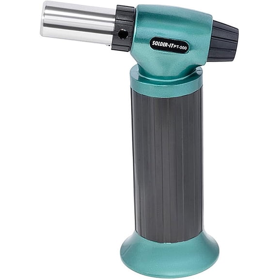 Solder-It Green Pro-Torch PT-500 | Automatic-Ignition Butane Torch Lighter | Large Butane Refill Tank | Waterproof Piezo Electronic Ignition System | Use as Blow Torch, Soldering Tool or Grill Lighter