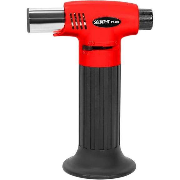 Solder-It Red Pro-Torch PT-200 | Mini Butane Torch Lighter | Compact Blow Torch, Soldering Tool, and Grill Lighter | Waterproof Piezo Electronic Ignition System | For Soldering, Brazing, and Plumbing