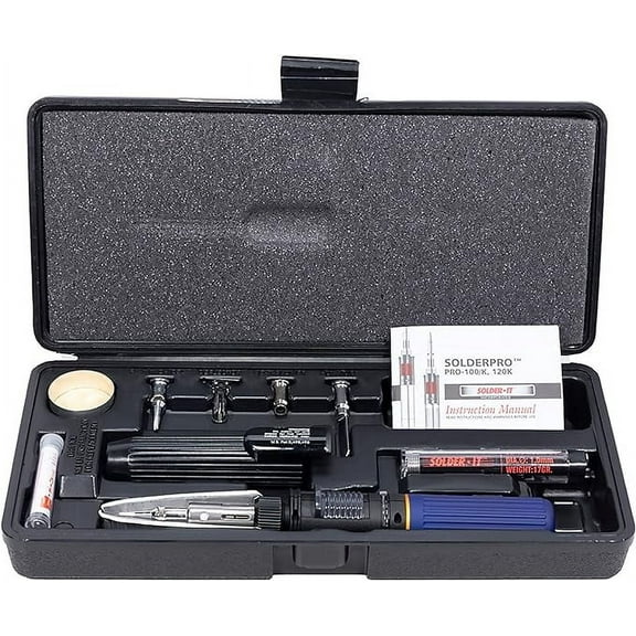 Solder-It SolderPro 100 Soldering Iron Kit (PRO-100K) | Multi-Function Butane Heat Tool with Tips and Case | Cordless and Portable Soldering Gun | Home Improvement Tools and Soldering Kit Essential