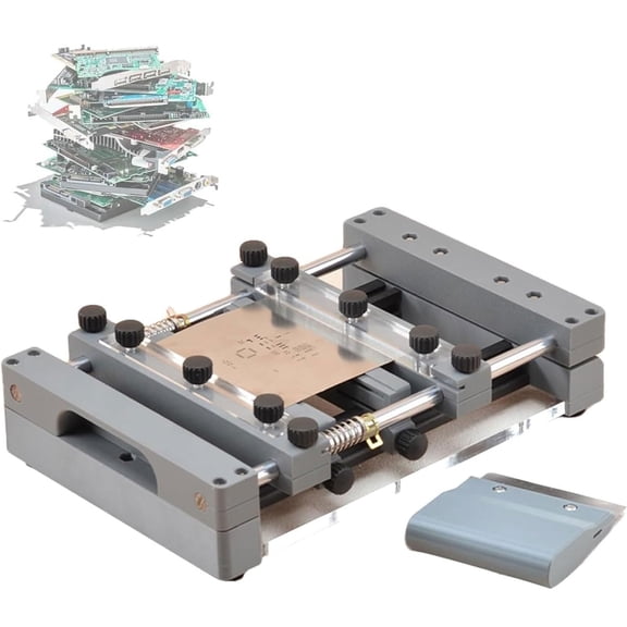 Solder Paste Screen Printing Machine,Manual PCB Stencil Printer With Scraper Width 80mm,Small Steel Mesh Screen Printing Station, Precise Alignment,for Electronics Hobbyists