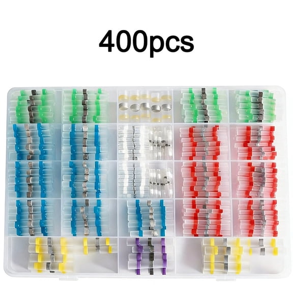 Solder Seal Heat Shrink Terminals Kit Quick Connect Waterproof Wire Connectors With Solder Rings Assorted 400PCS 10-22 AWG Color Coded For Automotive Electrical DIY