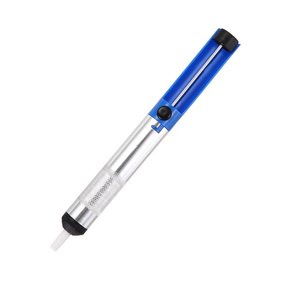Solder Sucker, Powerful Desoldering Pump with Single Seal Rings 180mm Half Aluminum Plastic Handle Solder Sucker Tool for Electronics Repair Soldering Desoldering, Blue