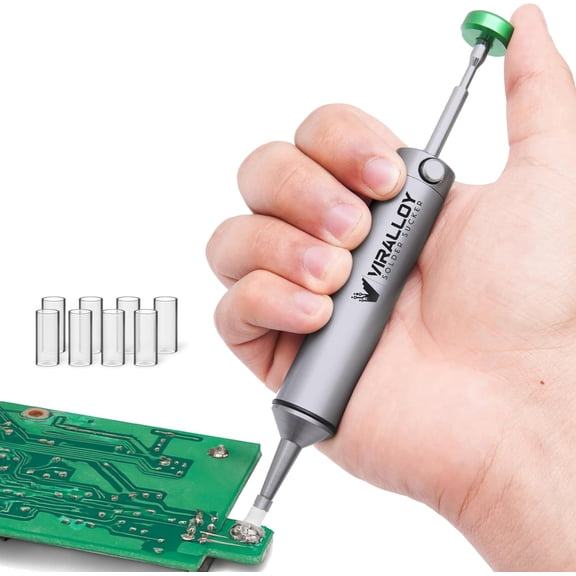 Solder Sucker Tool No Clog Silicone-Tip Manual Desoldering Pump Soldering Accessories for Remover  Unrivaled Suction  Power Needed Ultra Low-Maintenance Best-in-Class Gun