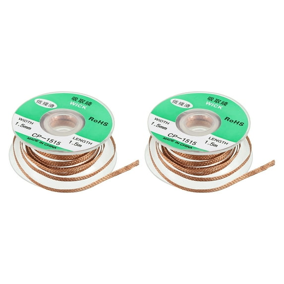 Solder Wick Braid No Clean Desoldering Wick Braid 0.06 Inch x 4.92 Feet for Electrical Components 2 Pack