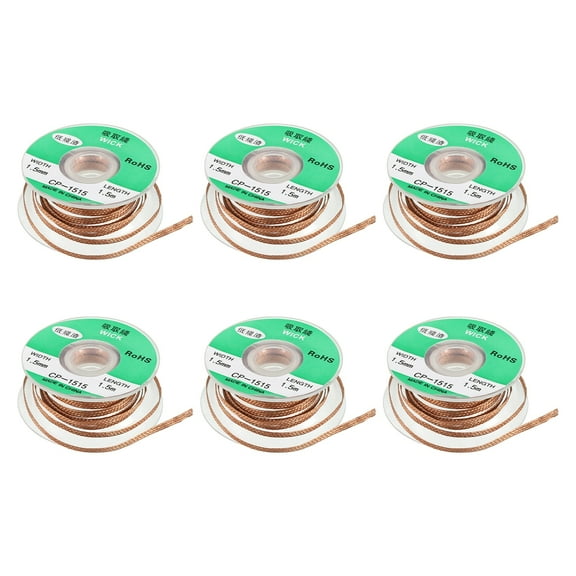 Solder Wick Braid No Clean Desoldering Wick Braid 0.06 Inch x 4.92 Feet for Electrical Components 6 Pack